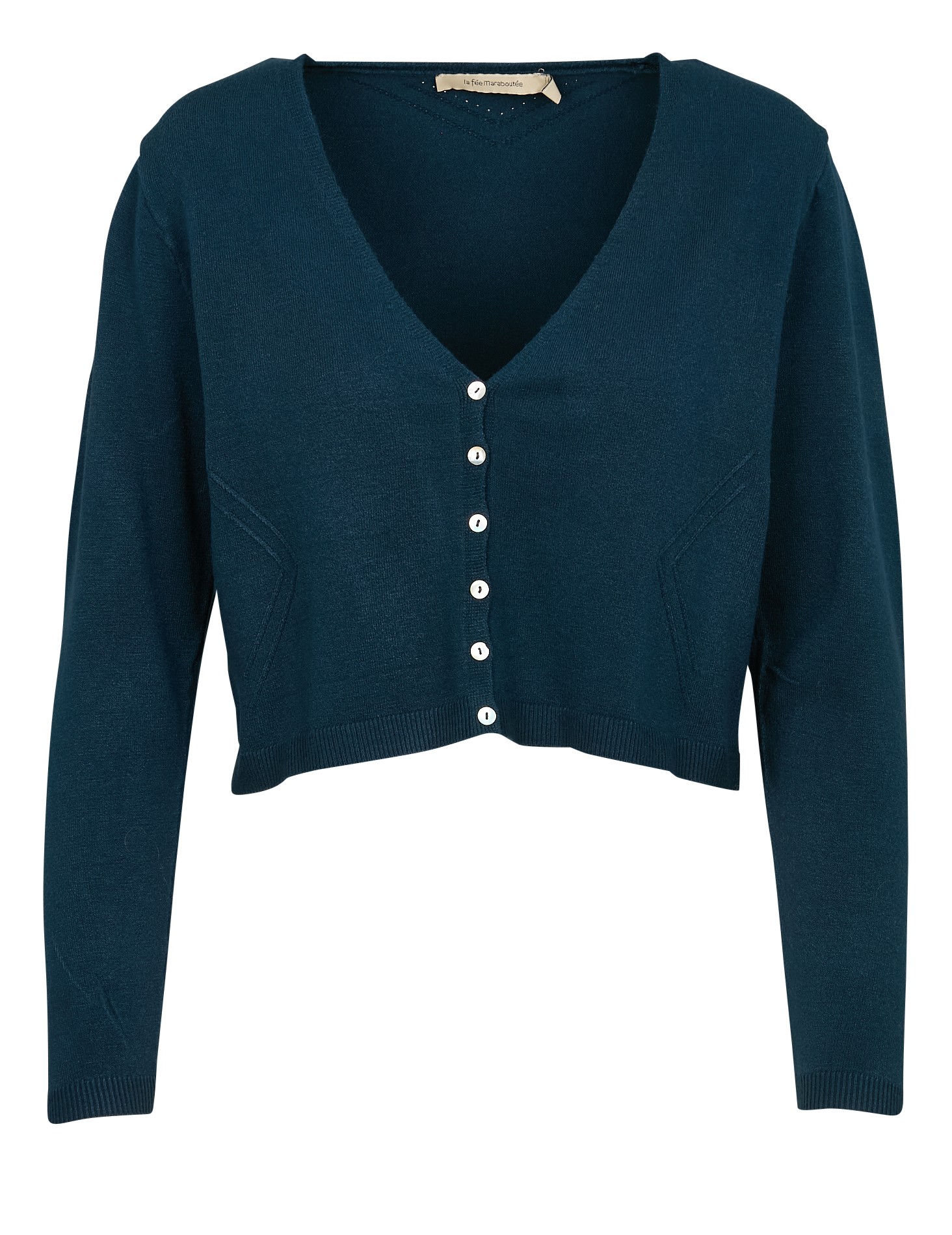 Gilet court col V| Bleu