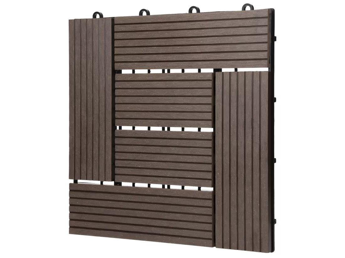 ECD Germany WPC Carreaux de Terrasse 30x30 cm - 22 Pièces par 2m² - avec Aspect Mosaïque - Marron