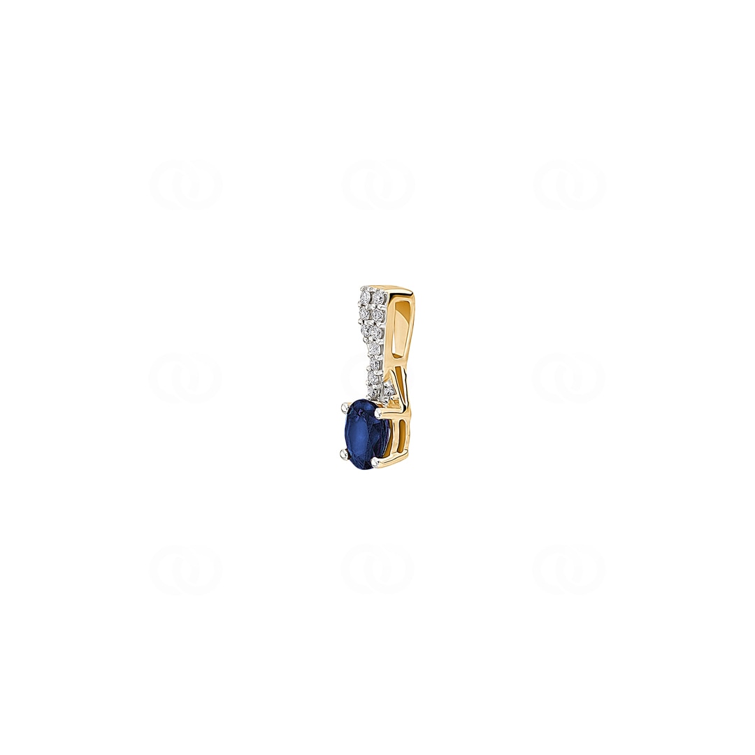 Anhänger 750/18 K Gelbgold mit Saphir oval und Diamanten 0.05 ct H/si