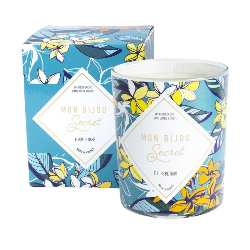 Bougie Bijou Collier argenté - Parfum Fleur de tiaré - 40h