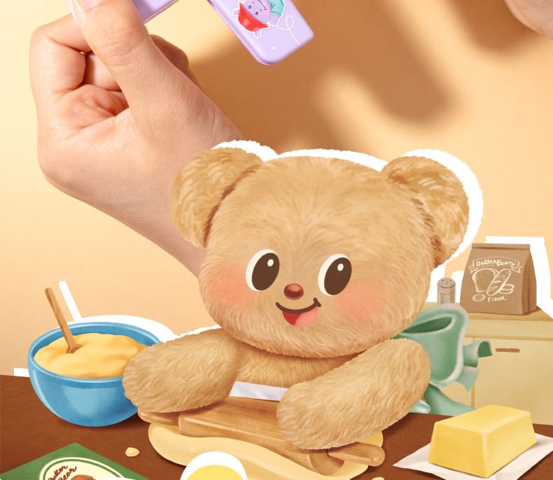 Butterbear - Set van 2: Butterbear Binder Clip Koelkastmagneet