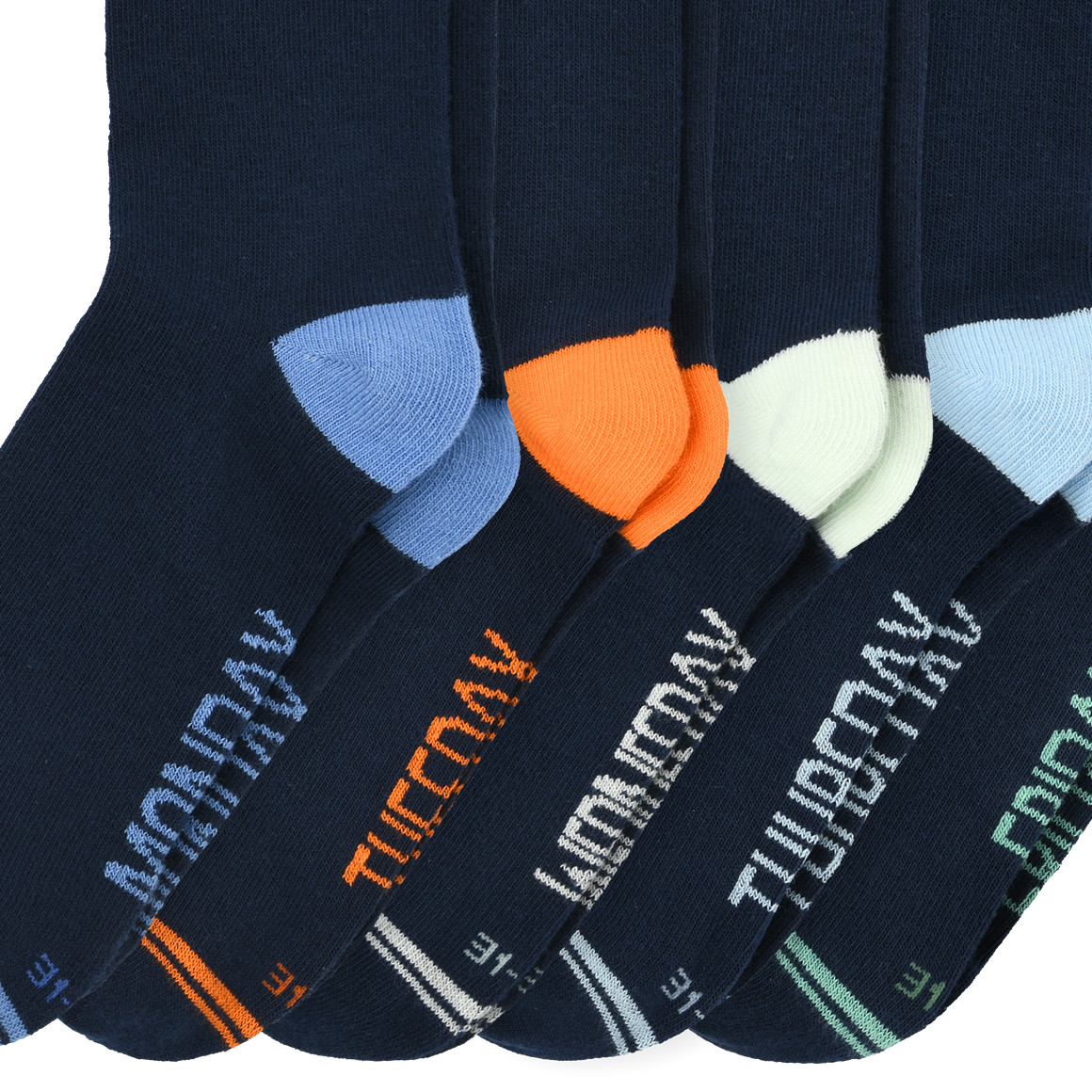 Topolino 5 Paar Jungen Socken mit Wochentag-Schriftzug dunkelblau