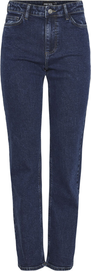 Pieces PCKELLY MW STRAIGHT JEANS DB502 NOO Blå