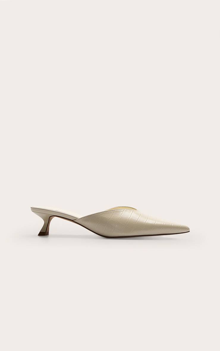 Butter Yellow Mules À Bout Pointu Effet Croco Talon Bas