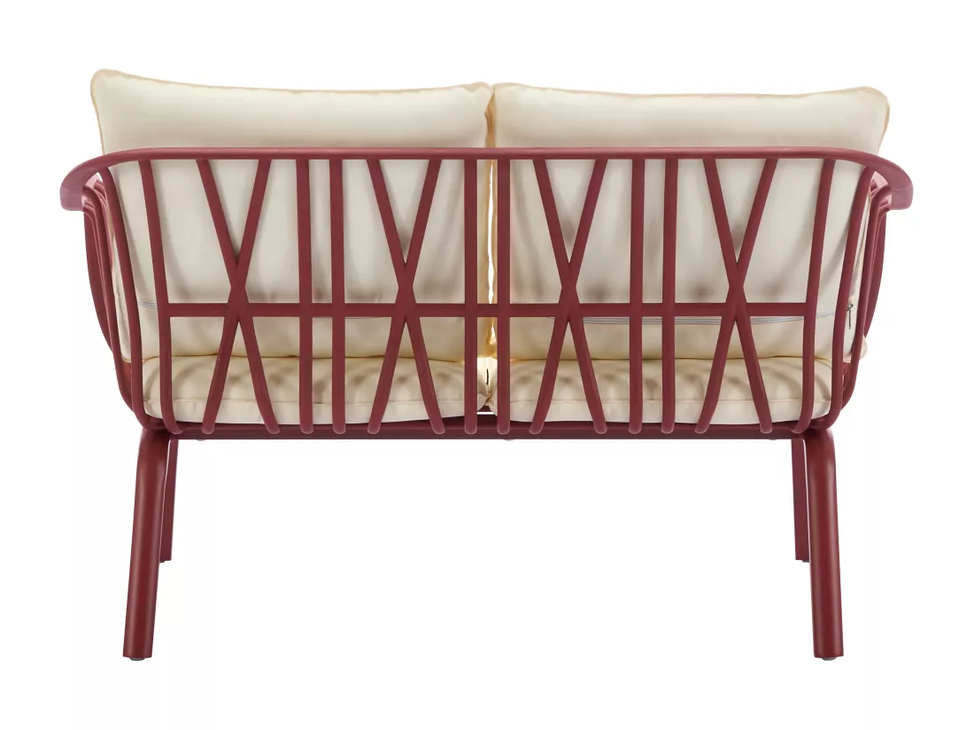 Salon de jardin en polypropylène et métal : un canapé 2 places, 2 fauteuils et 2 tables basses - Bordeaux - LOYNA de MYLIA