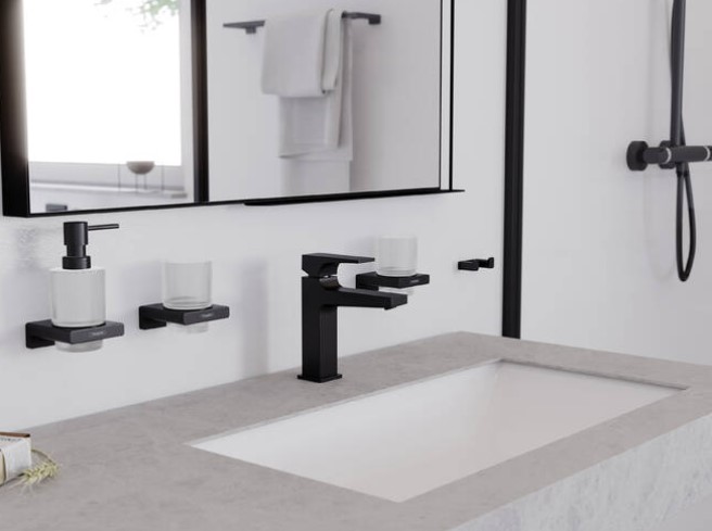 Hansgrohe Metropol wastafelkraan waterbesparend met afvoerplug zwart mat