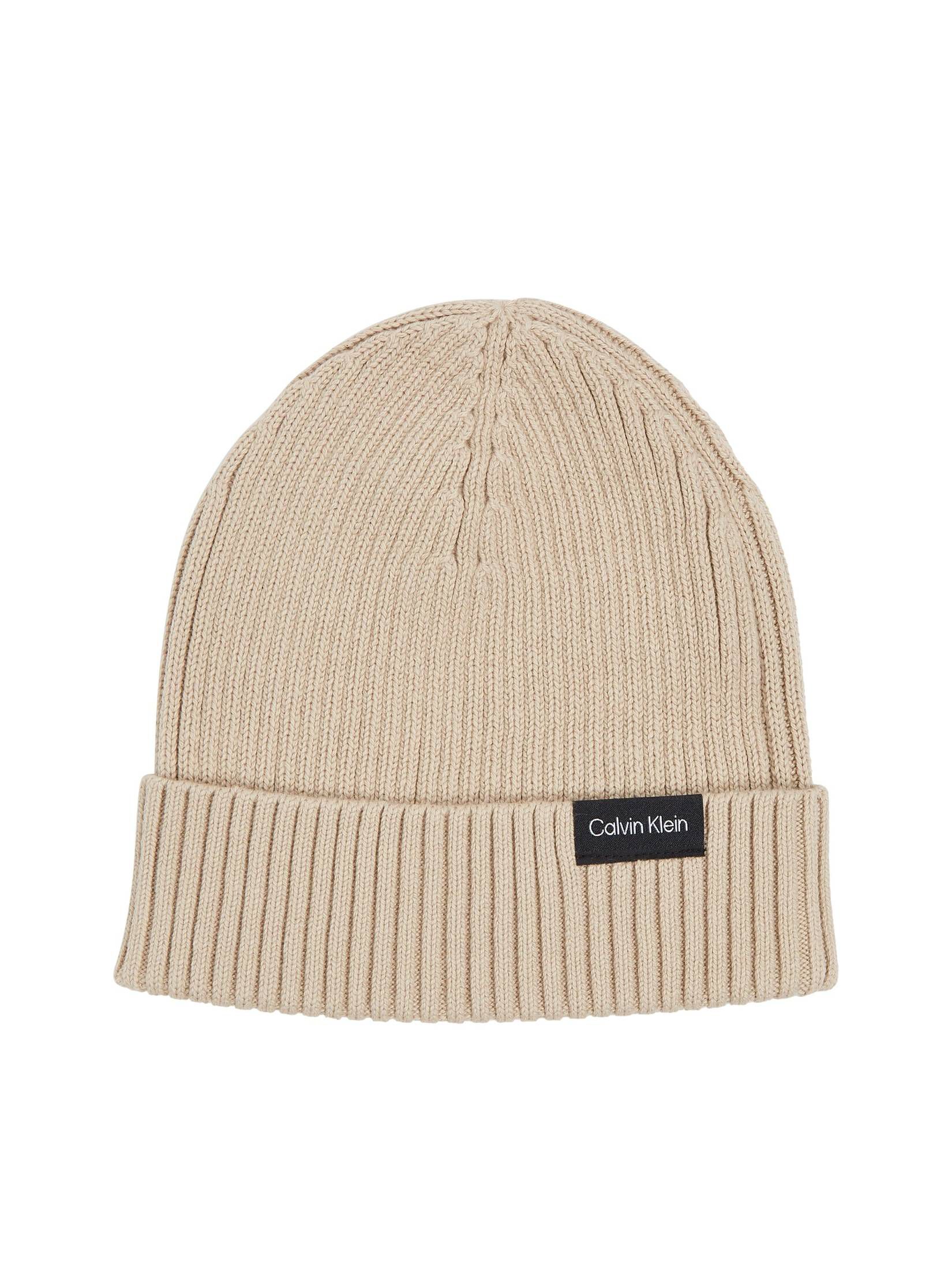 CALVIN KLEIN| Strickmütze mit Kaschmir CLASSIC COTTON RIB BEANIE