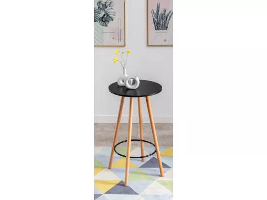 Table haute de bar - rund 60cm - Bois - Noir - Mijas