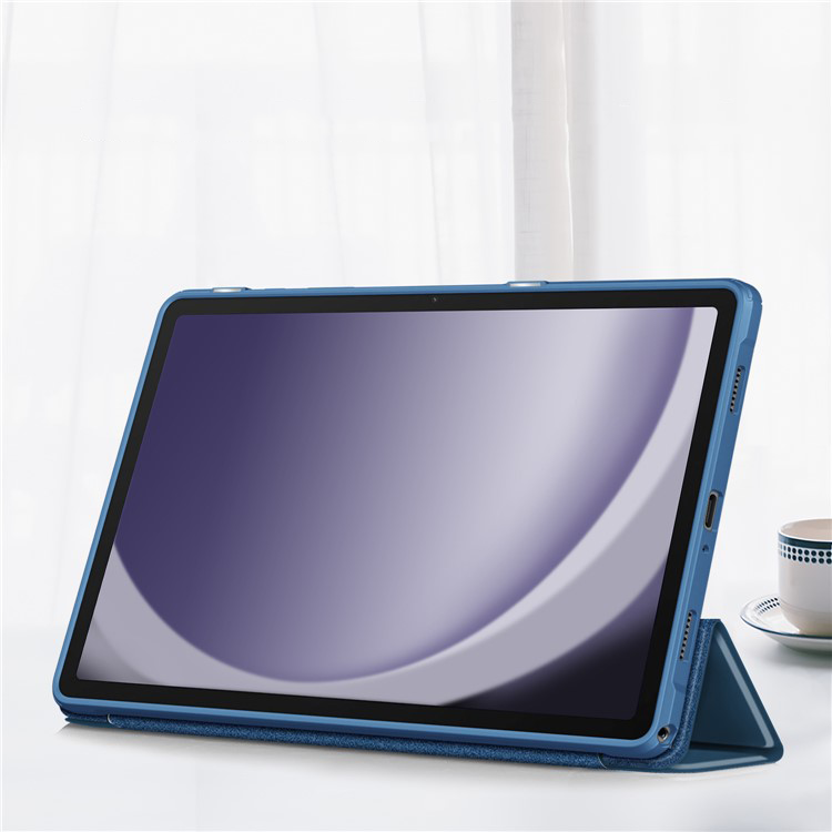 Samsung Galaxy Tab A9  Plus Hybrid Leder Tasche Smart Case Flip Cover Hülle   S-Pen Halterung - Blau