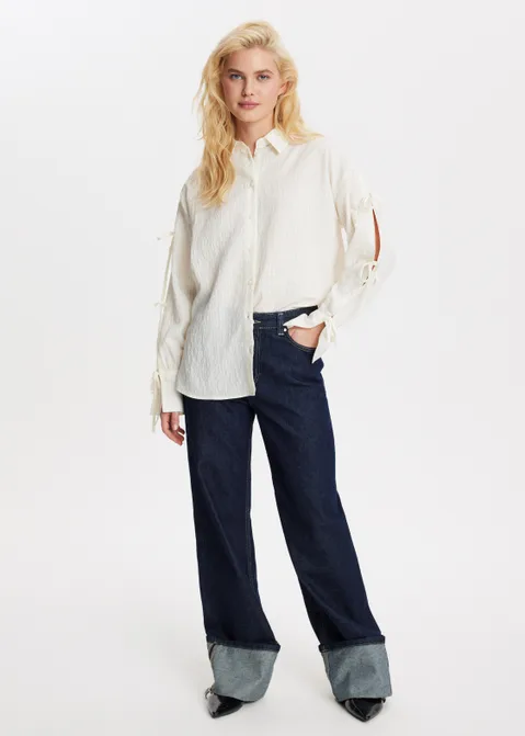 Oversized blouse met strikmouwen off-white (WIT.O)