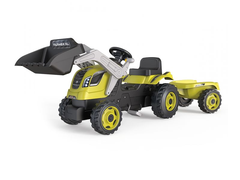 Smoby Traktor Farmer Max mit Anhänger Baggerlader für Kinder