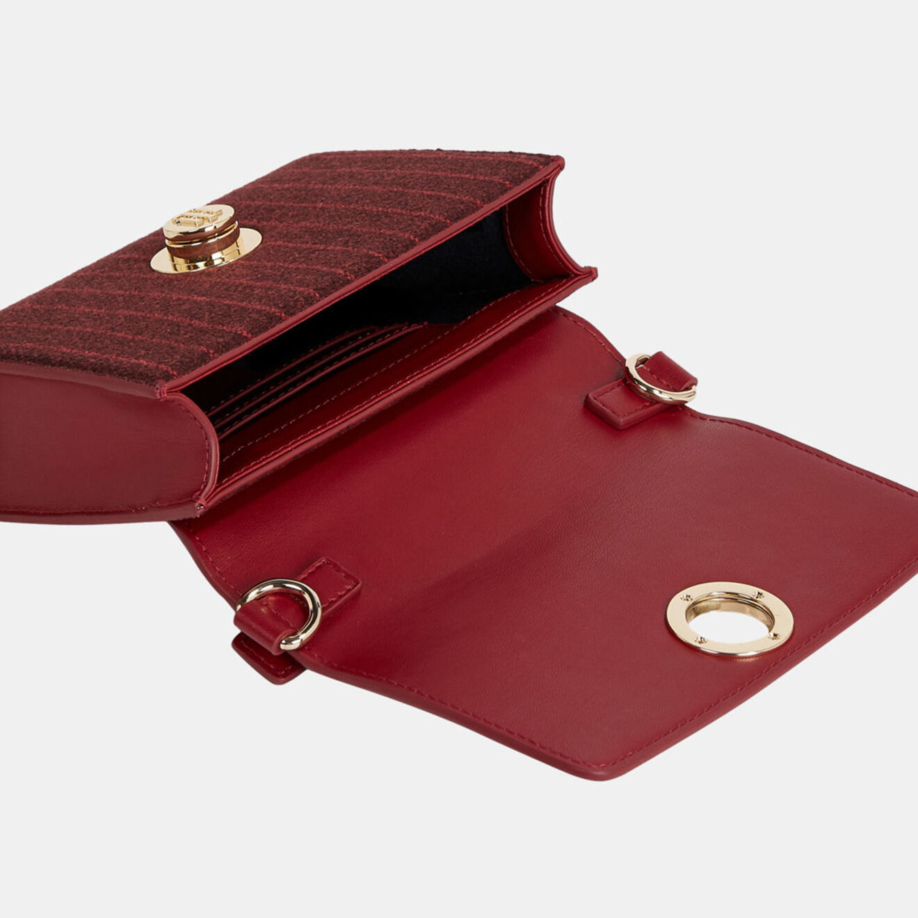 Tommy Hilfiger Sac besace Chic rayé bordeaux - 15x18x5 cm