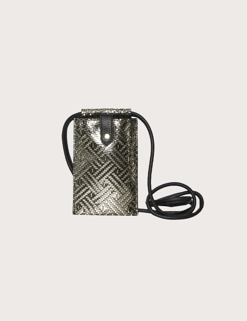 PIECES POCHETTE TÉLÉPHONE EN CUIR DAINO METAL DORÉ