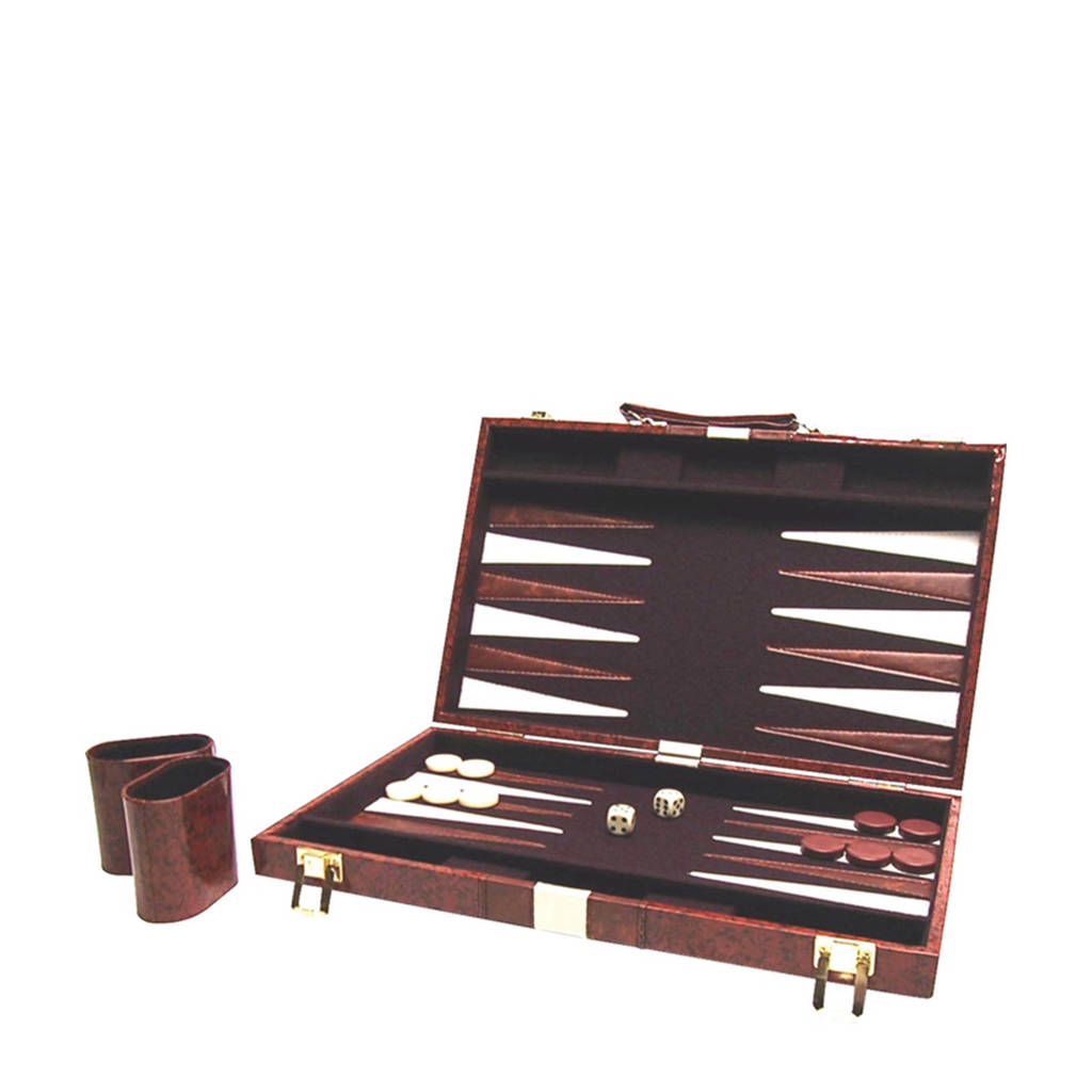 Backgammon 46x28cm populair Buffalo backgammon Piping bruin 38x24 cm