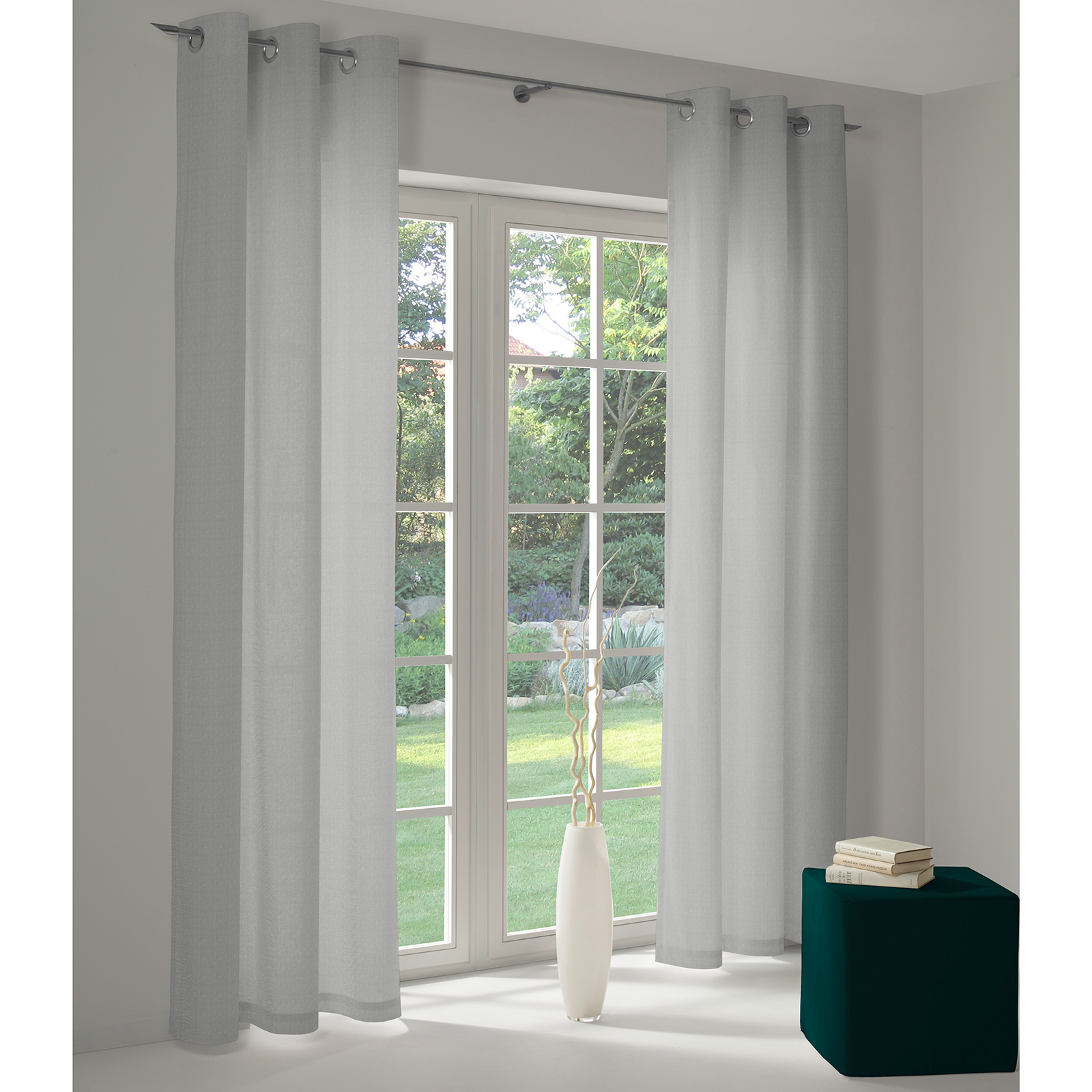 Einzelschal mit Ösen UNI COLLECTION LIGHT - hellgrau - 145x145 cm