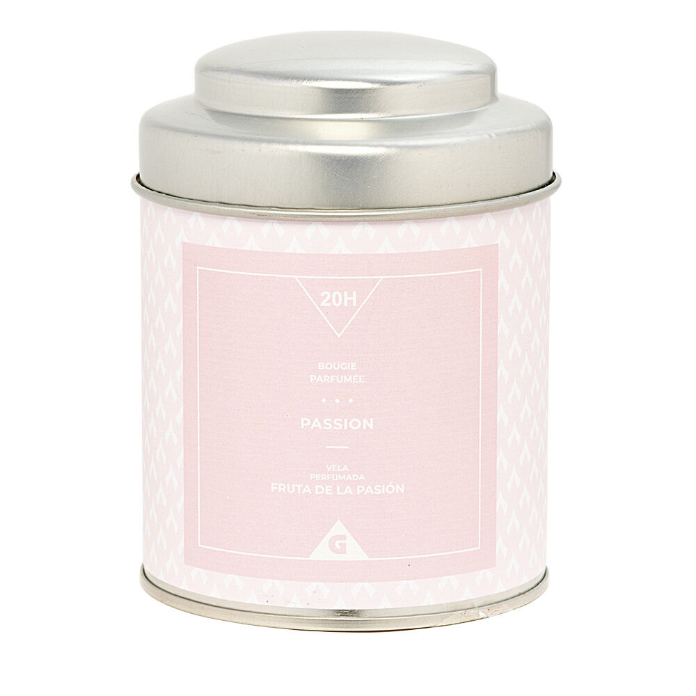 Bougie parfumée dans pot en métal senteur passion