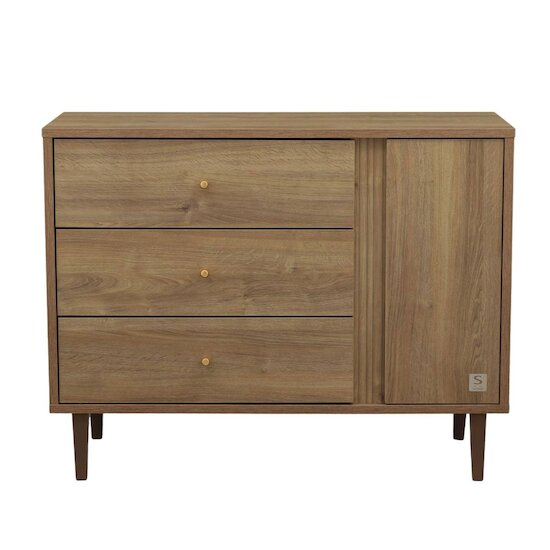 Mokka Commode 3 tiroirs 1 porte   Chêne / Mokka        de               Sauthon Baby's Sweet Home