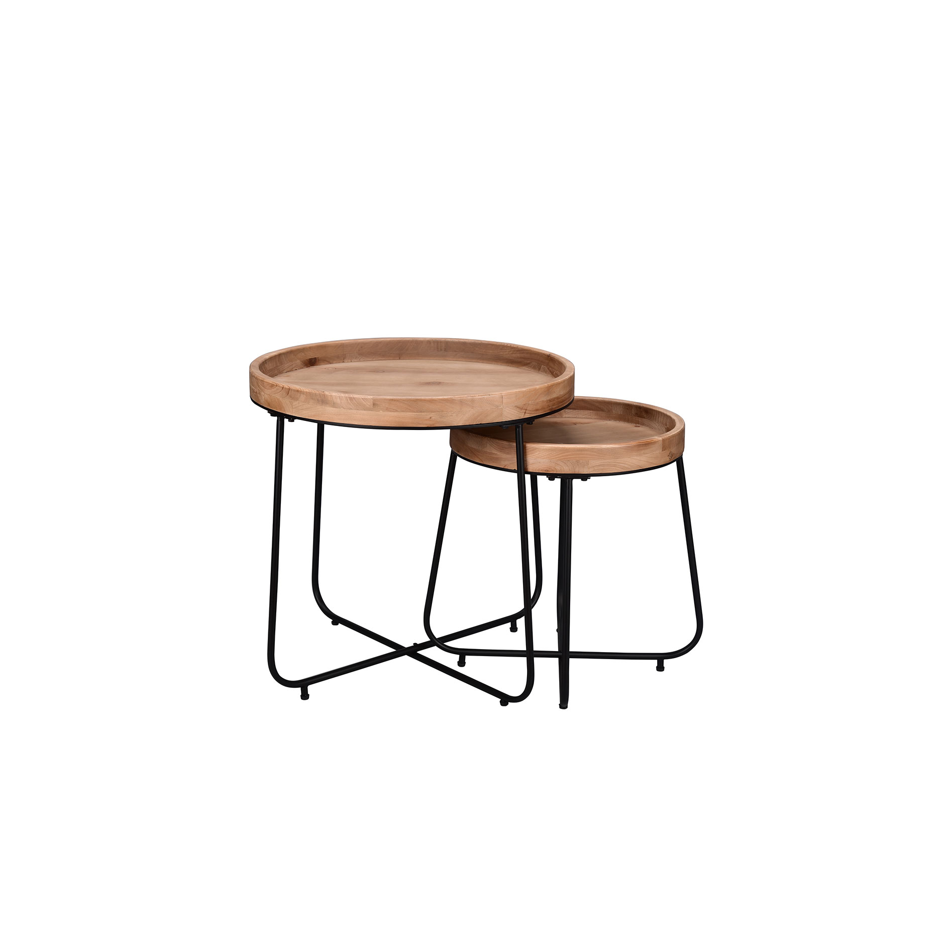 Couchtisch - natur-schwarz - Eukalyptus massiv - Ø 48 cm