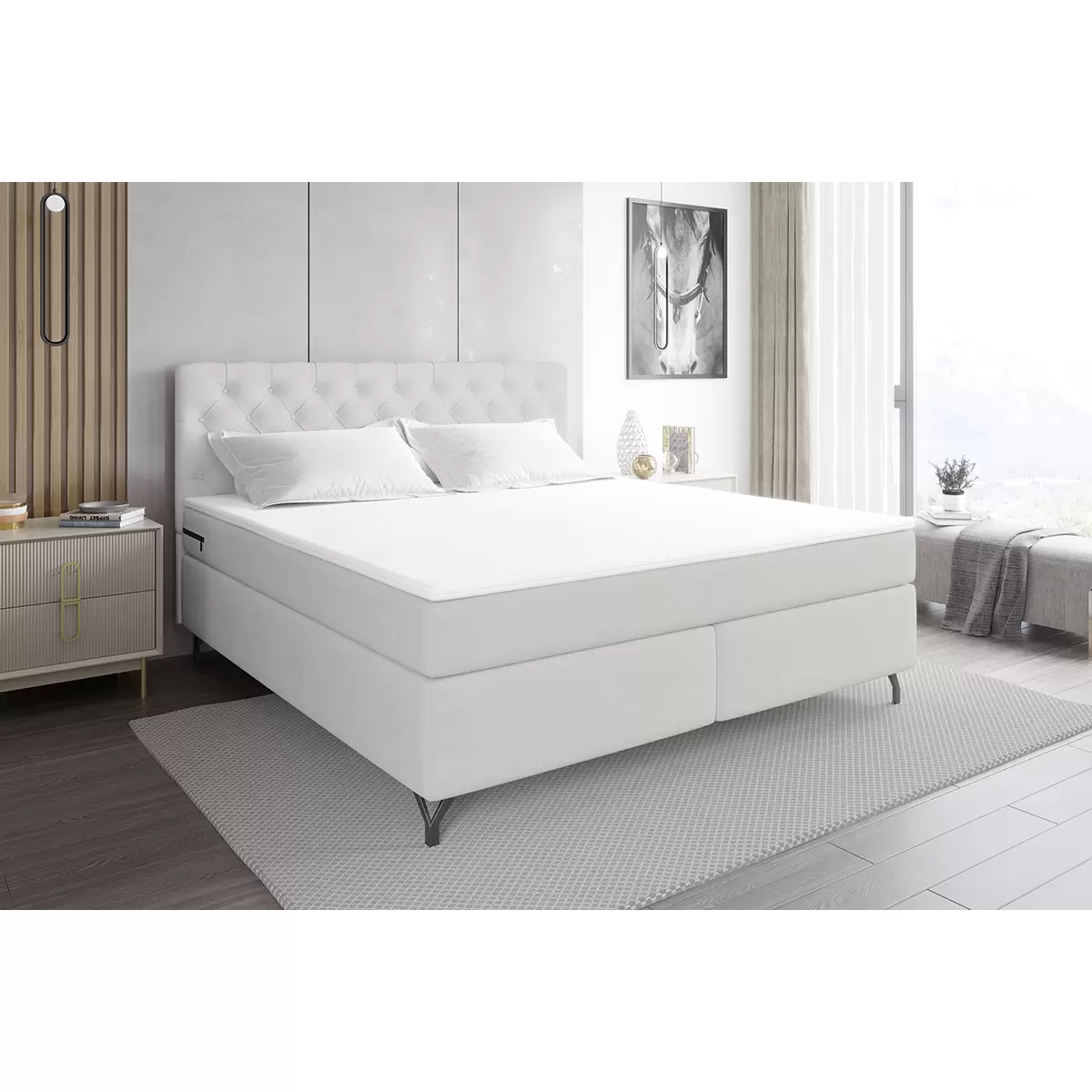 Boxspringbett Reno 140x200 Hellgrau