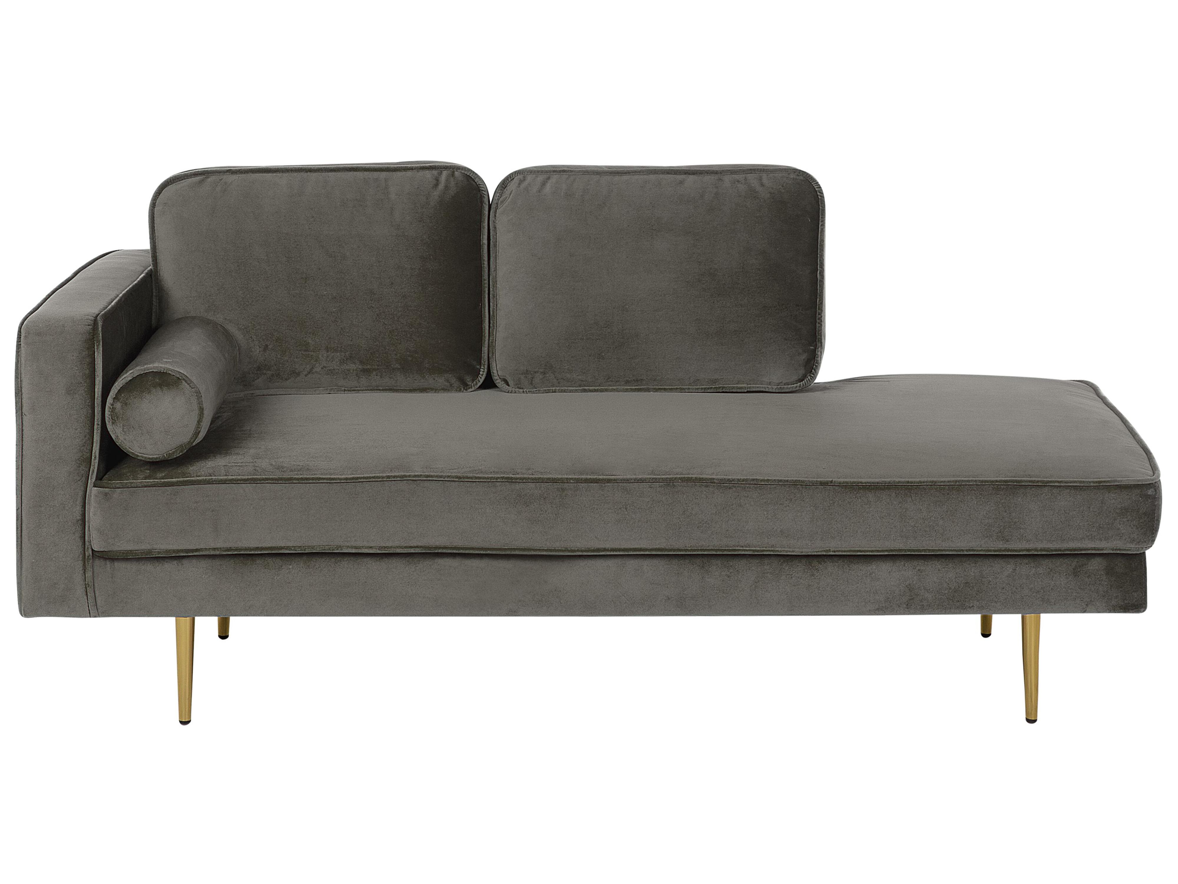 Linkszijdige chaise longue MIRAMAS Fluweel Taupe