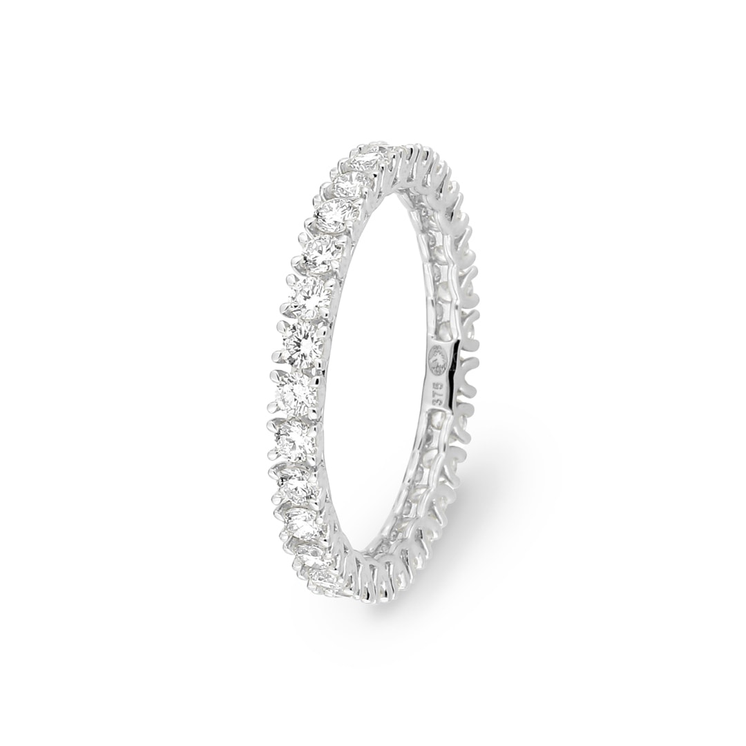 Mémoire Ring 375/9 K Weissgold mit Lab Grown Diamanten