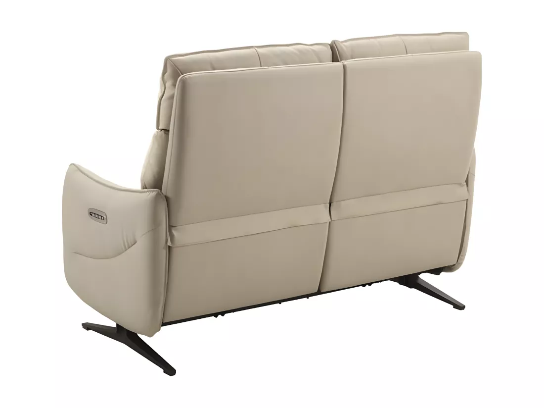 Canapé de relaxation en cuir Kondonia-Couleur Beige-Système Fixe - sans relax-2 places