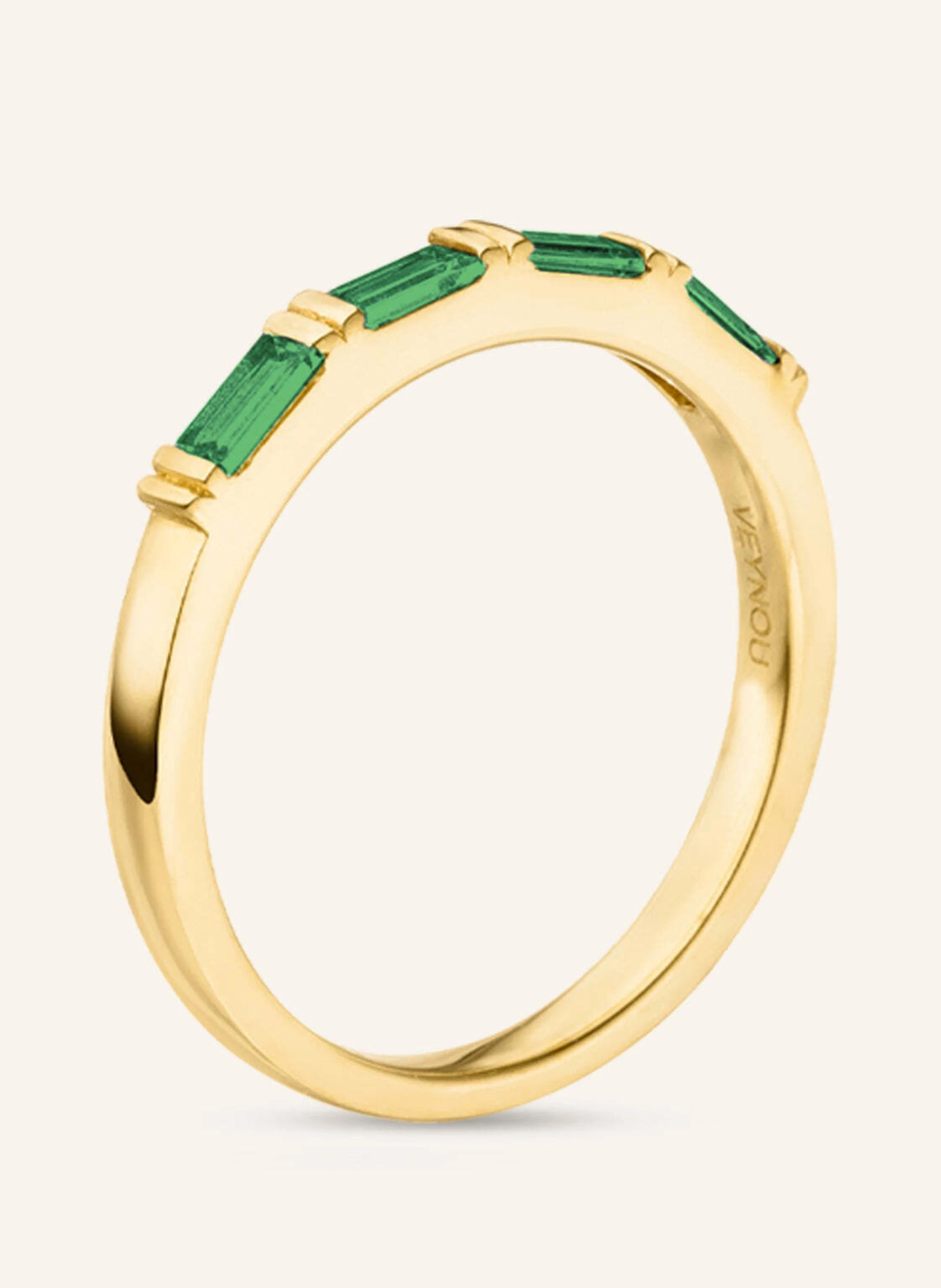 VEYNOU Ring ZOE SMARAGD aus 14 Karat Gelbgold und 0,40ct. lab-grown Smaragden