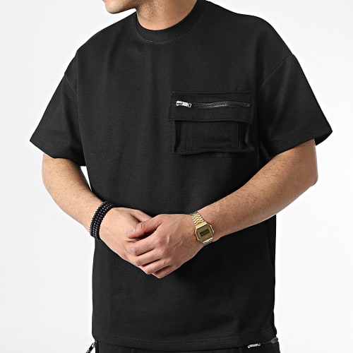 Ensemble Tee Shirt Et Short Cargo LL605 Noir