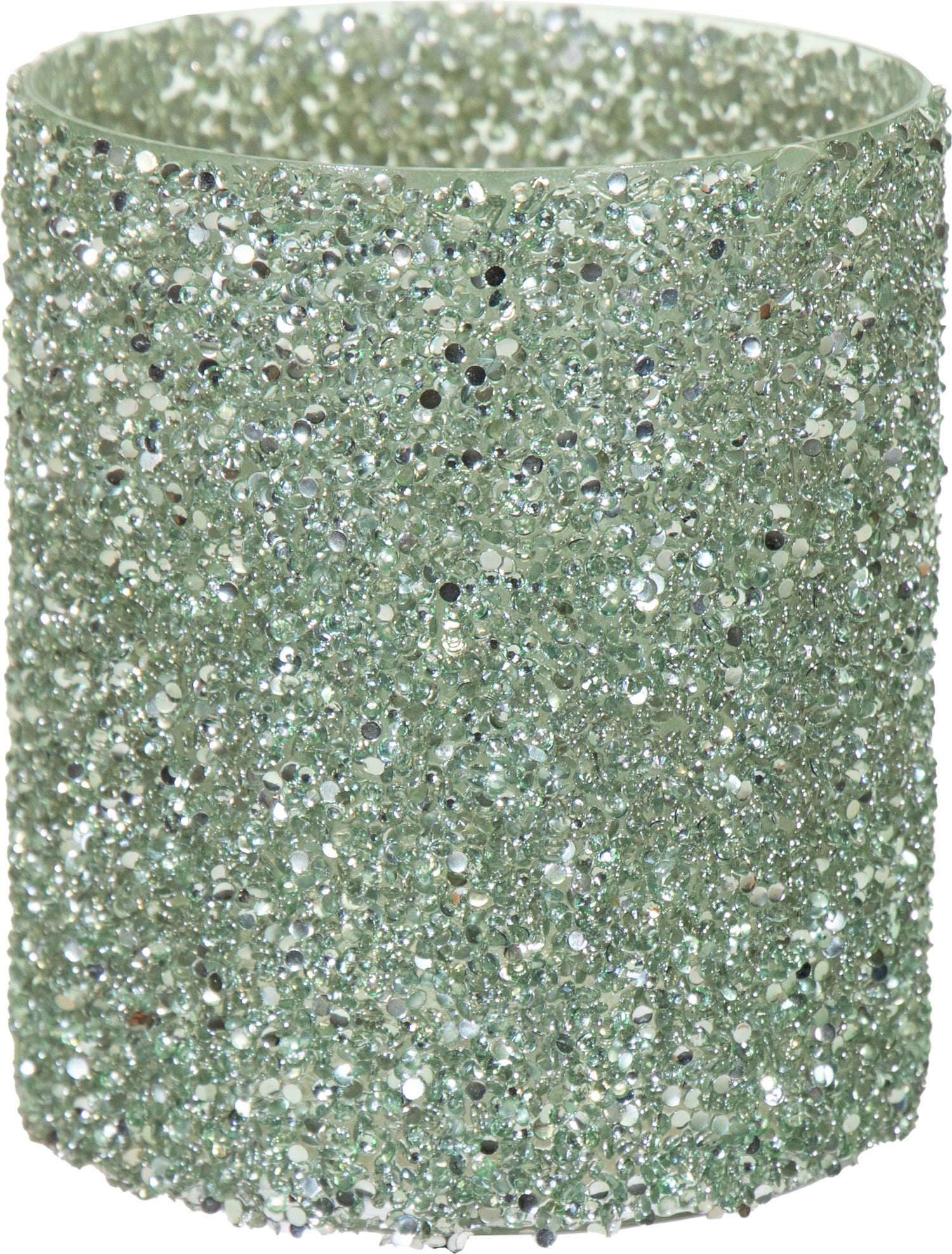 Strass waxinelichthouder Lois groen D 8,5 H 8,5 cm