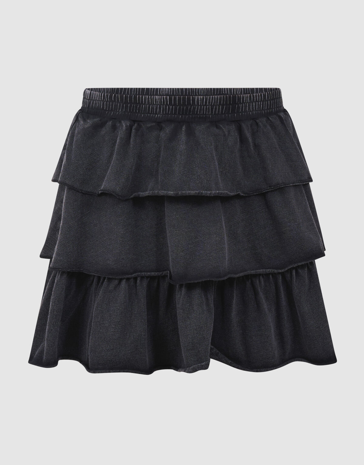 Washed Ruffle Mini Rok Donkergrijs