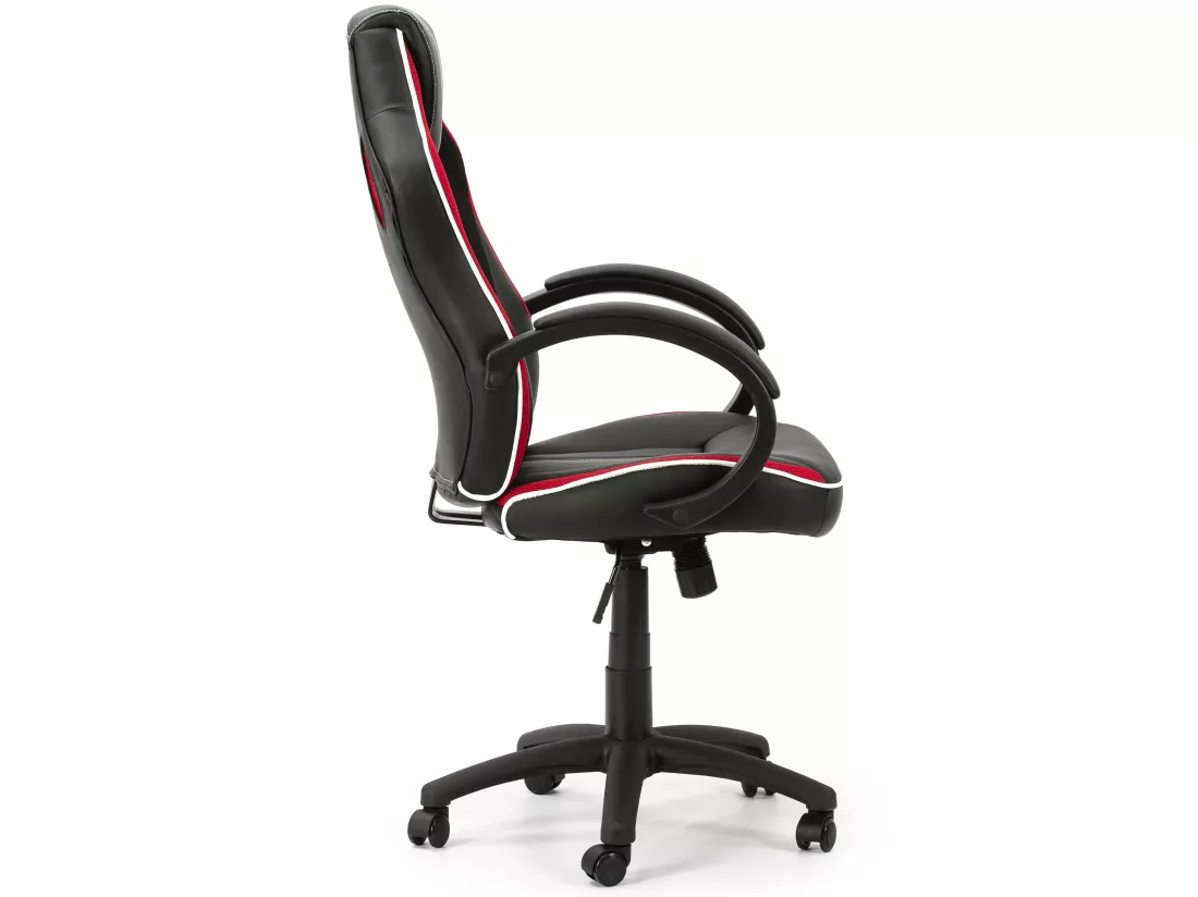 Fauteuil de Bureau réglable et inclinable Formula tapissé en Similicuir, Noir/Rouge