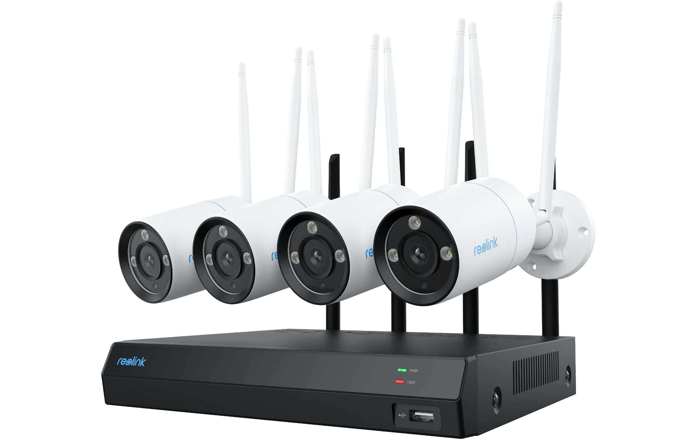 Überwachungsset NVS12-8 MB4W 4K WiFi inkl. 4 Kameras und 2TB<br>12-Kanal 4K Wifi Überwachungskamerasystem 24/7 inkl. 4x 8MP Wifi Kameras mit hochauflösender Nachtsicht