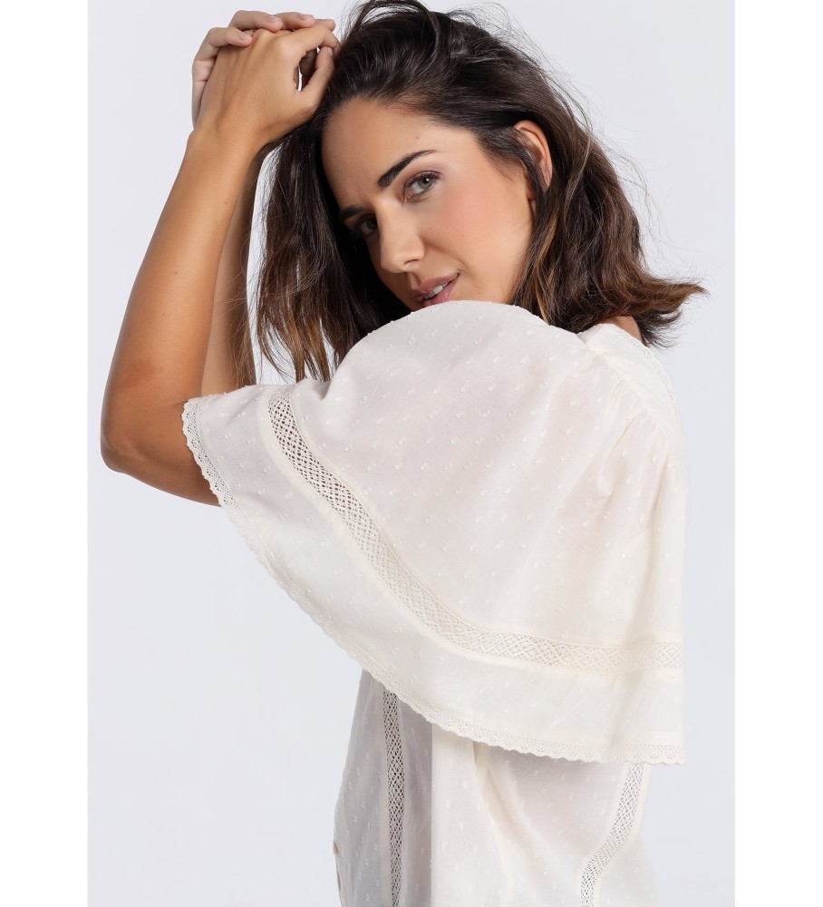 Blusa Lois White de mangas largas