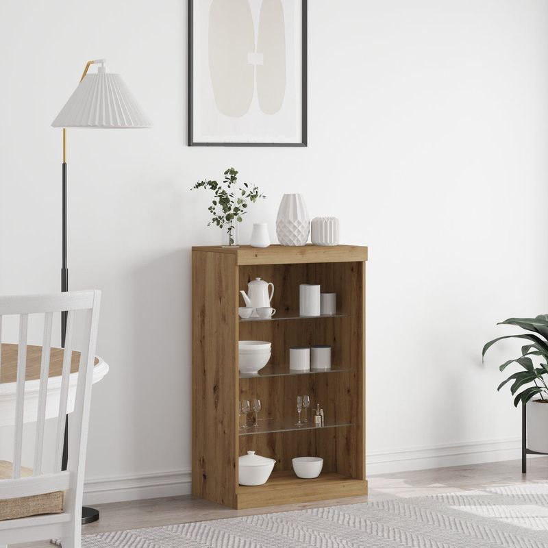 vidaXL - Dressoir - Artisanaal Eiken - Met LED-verlichting - Modern Design