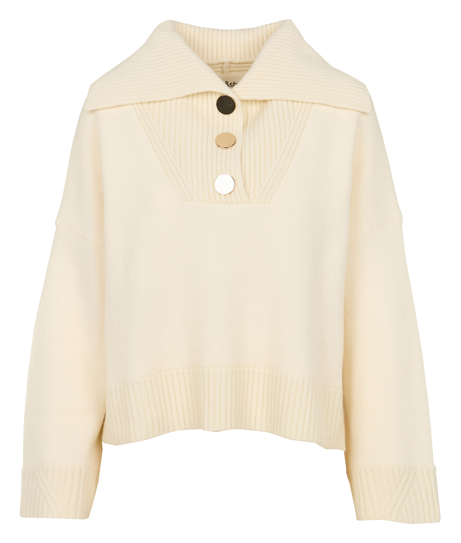 BIVA - Pull col rabattu ample en laine mélangée | Beige