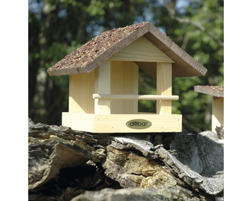Pura Natura vogelvoederhuisje met schorsdak 22,5x20x18 cm