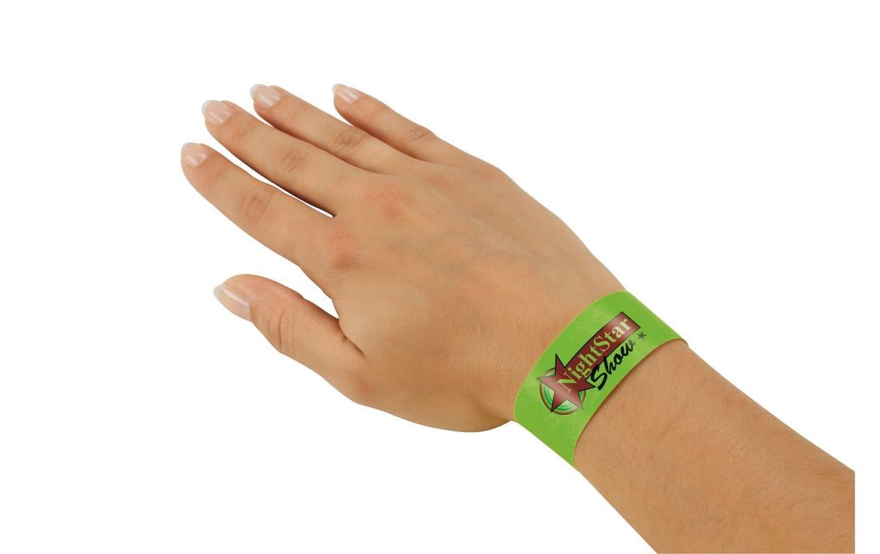 Eventbänder Super Soft 25.5 x 2.5 cm, 120 Blatt, Neon GrünEintrittsbänder ideal zur diskreten Einlasskontrolle