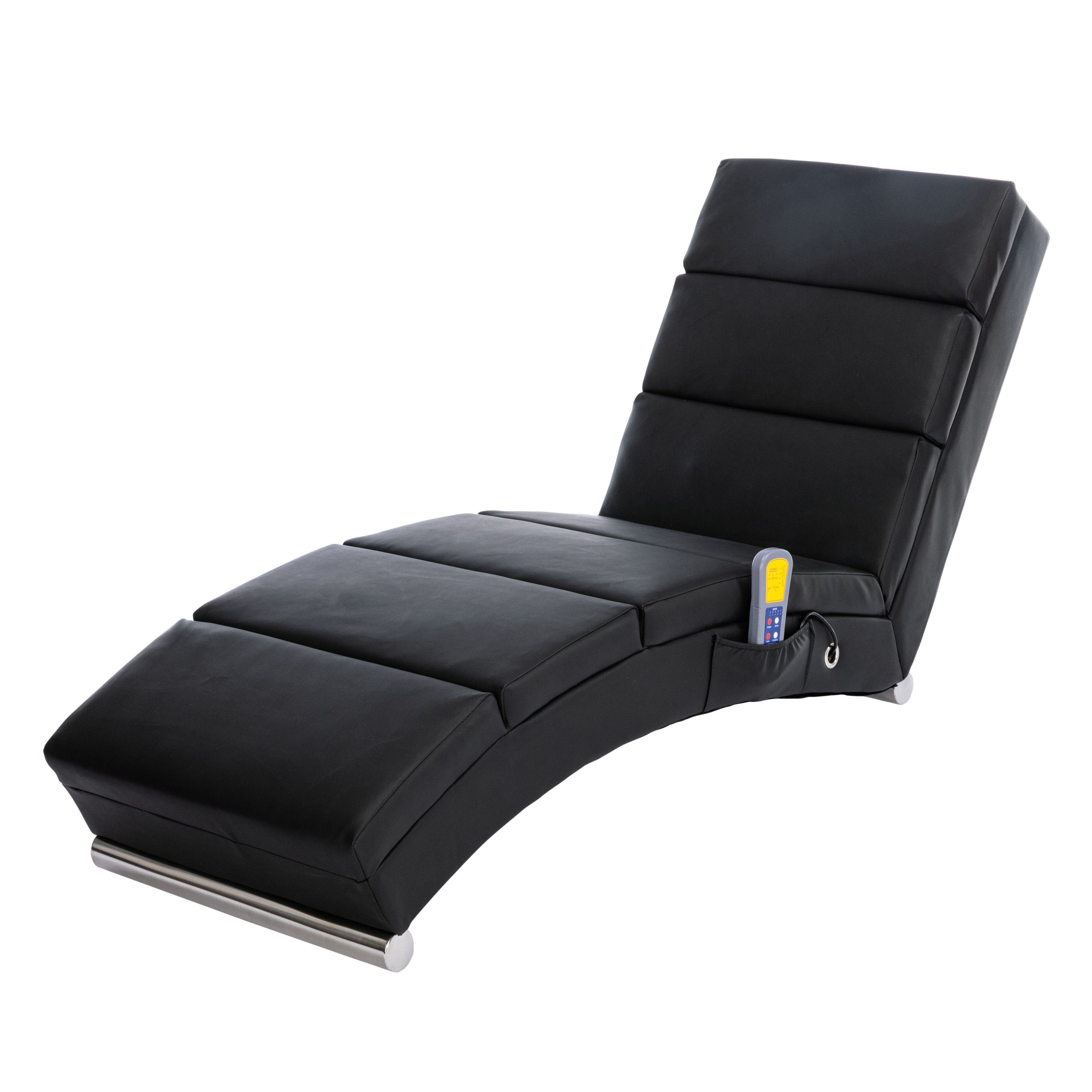Relaxliege Leder mit Massagefunktion schwarz