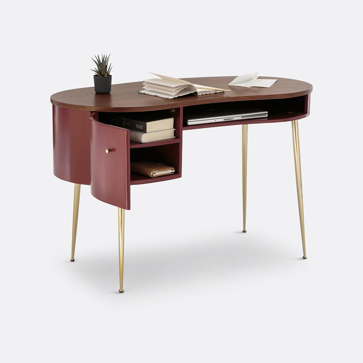 LA REDOUTE INTERIEURS<br>mesa vintage folheada a nogueira, Topim