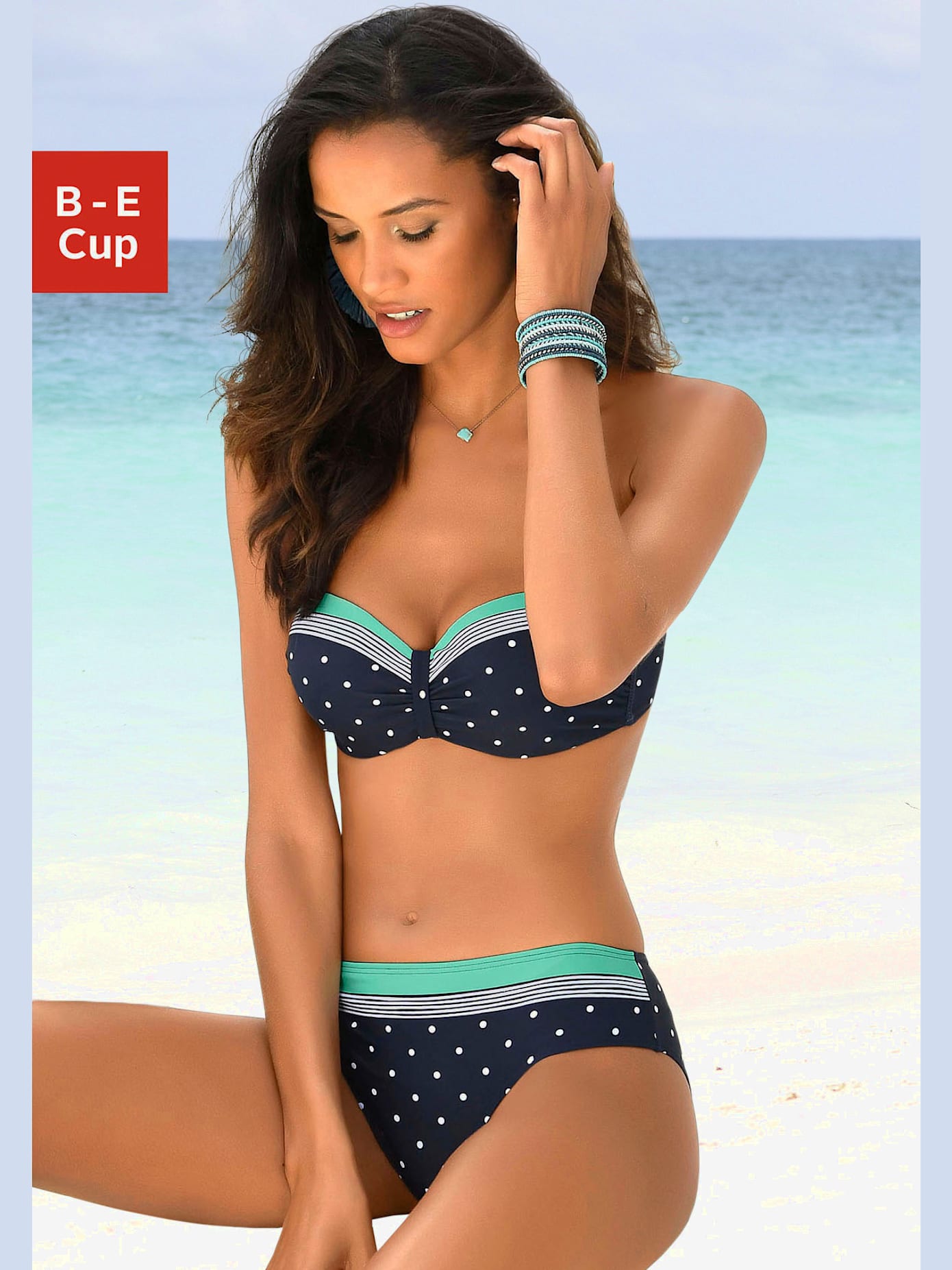 Haut de maillot de bain bandeau mélange élégant de rayures et de pois