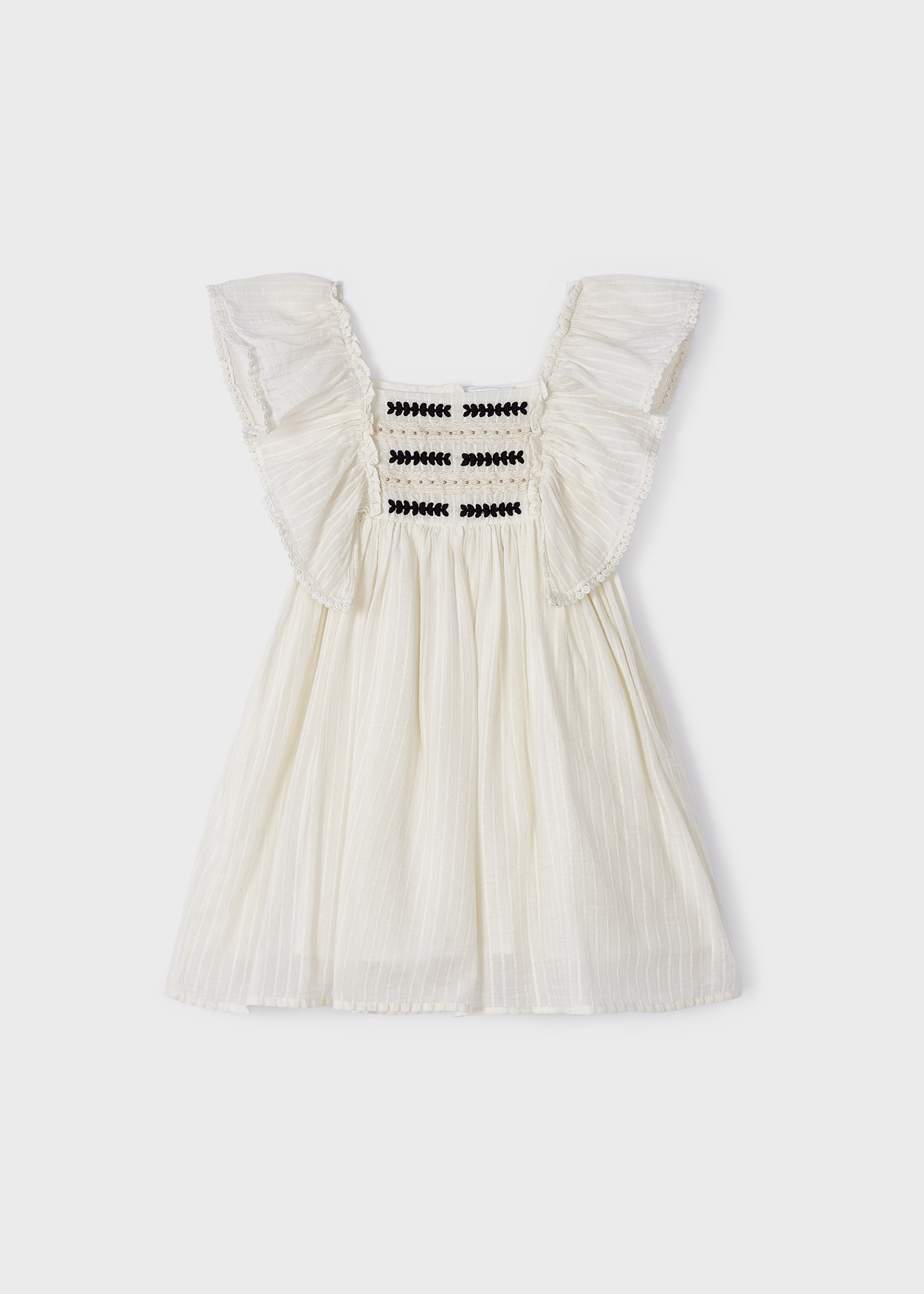 Vestido com babados e bordados para menina
