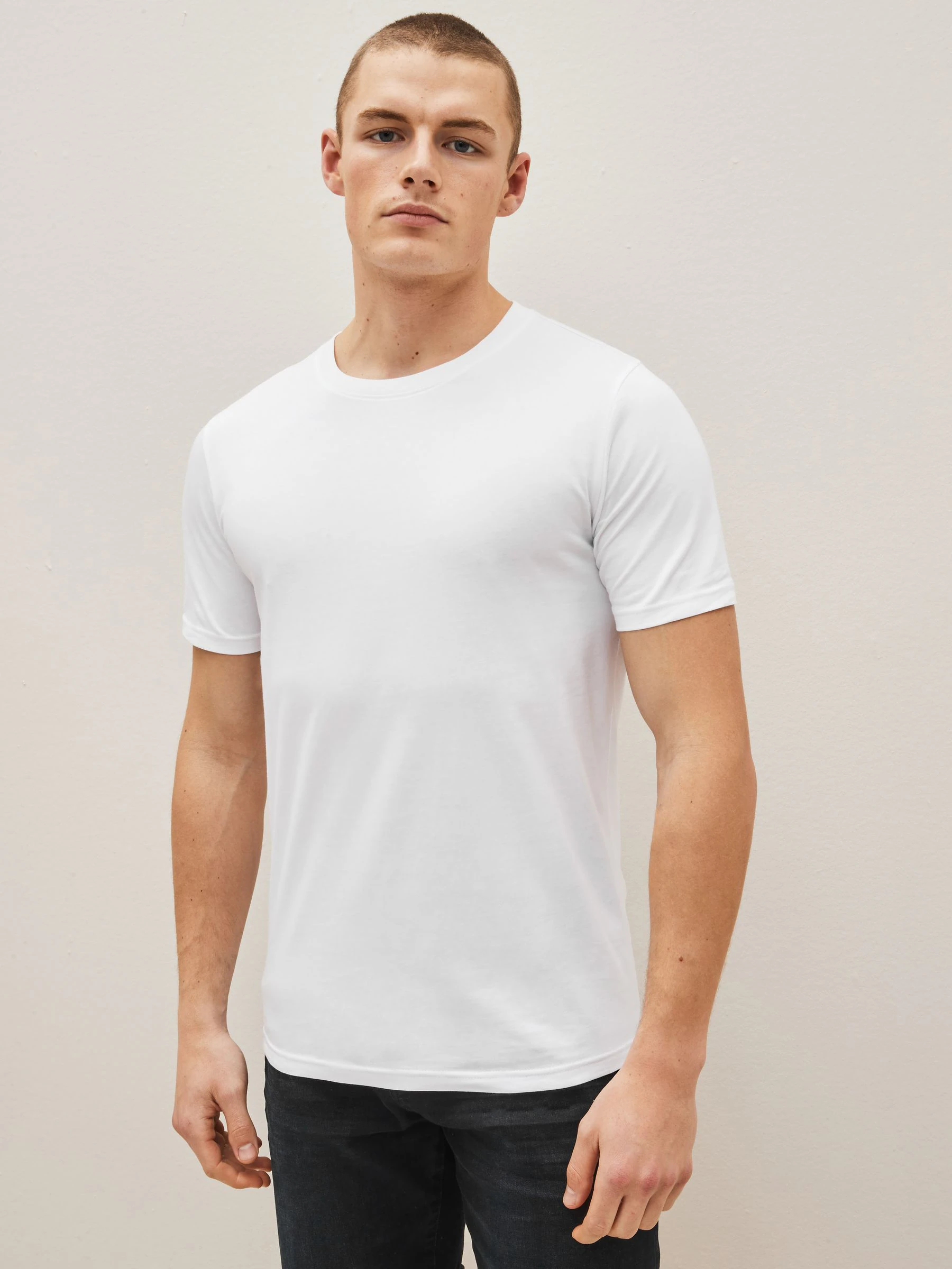 Zwart/leisteen/grijs gemêleerd/wit/marineblauw/blauw - Slim Fit - Essential katoenen T-shirts verpakking van 6