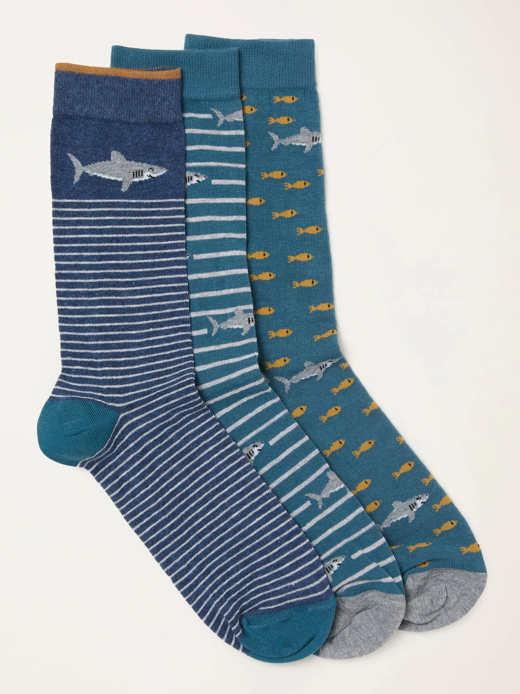 FatFace 3 Pairs of Shark Socks