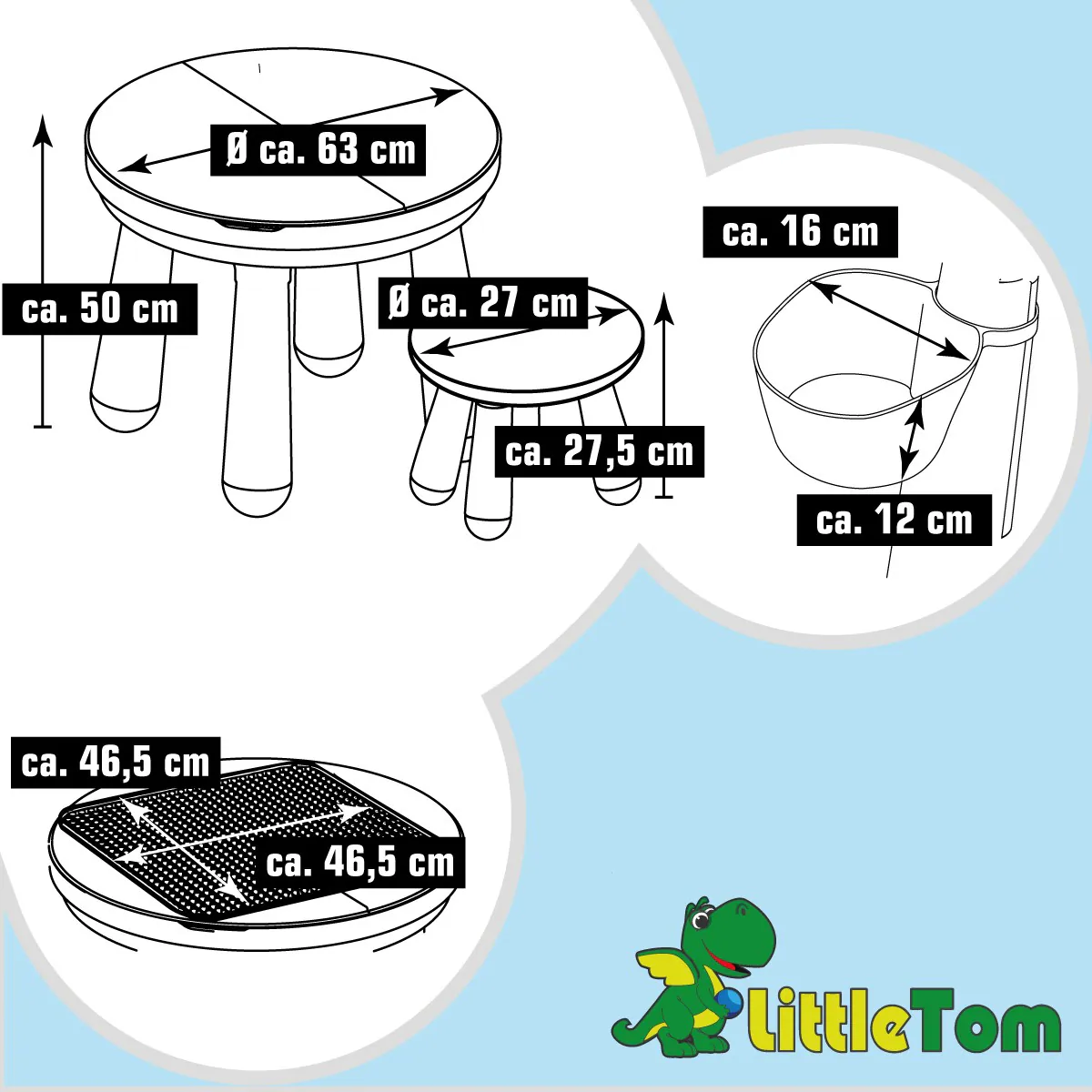 3-in-1 Kinder Spieltisch mit Platte für Bausteine - Kindertisch mit Stuhl
