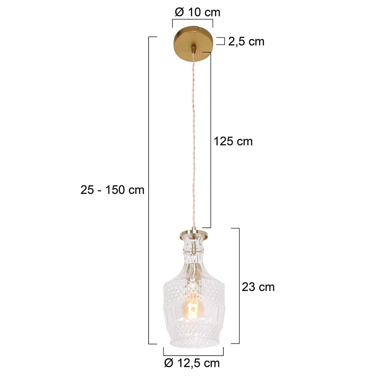 Mexlite Grazio glass hanglamp â E27 (grote fitting) â messing