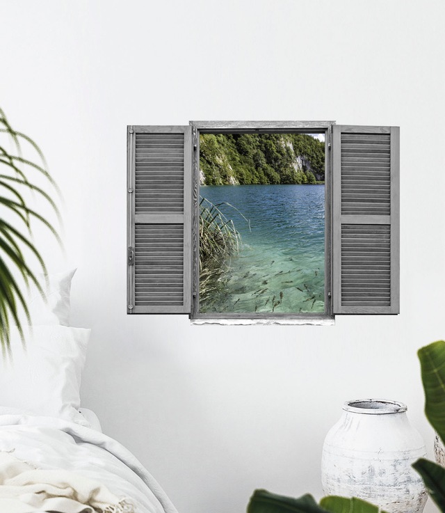 queence Wandtattoo »Berglandschaft« Wandsticker, Wandbild, selbstklebend, 3D, Fenster