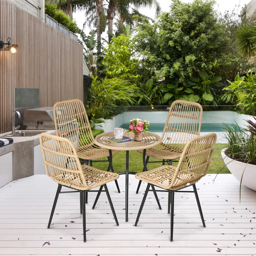 Outsunny Gartenmöbel-Set mit geflochtenem Design natur