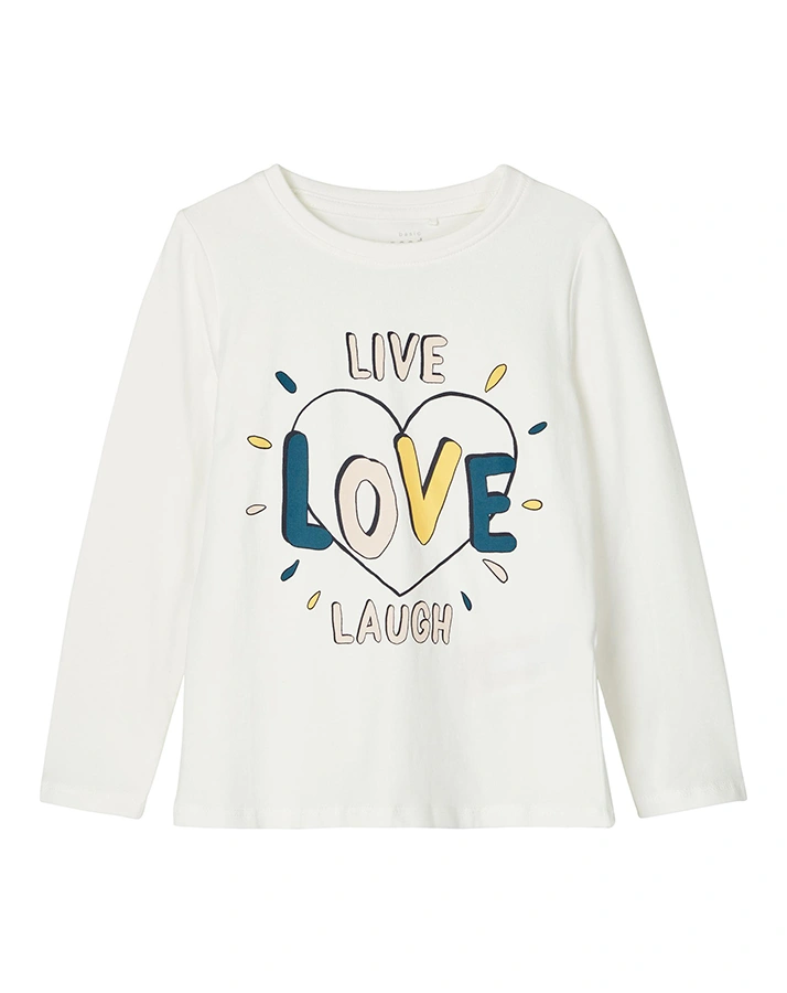 Langarmshirt NMFVIX – LOVE in weiß