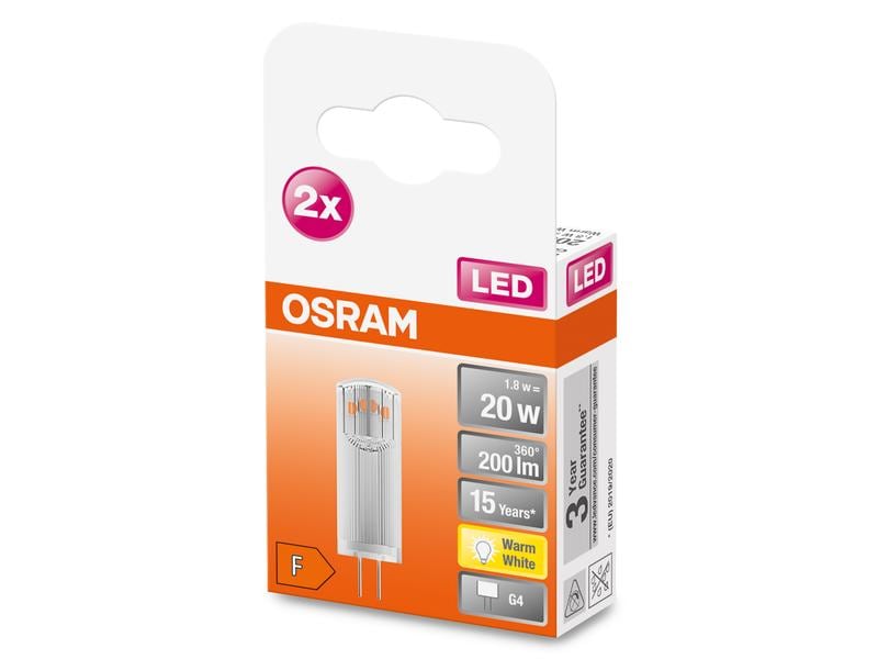 OSRAM Lampe Pin 20, 300 °, 1.8W, G4, Warmweiss LED-Lampen, klassische Kolbenform