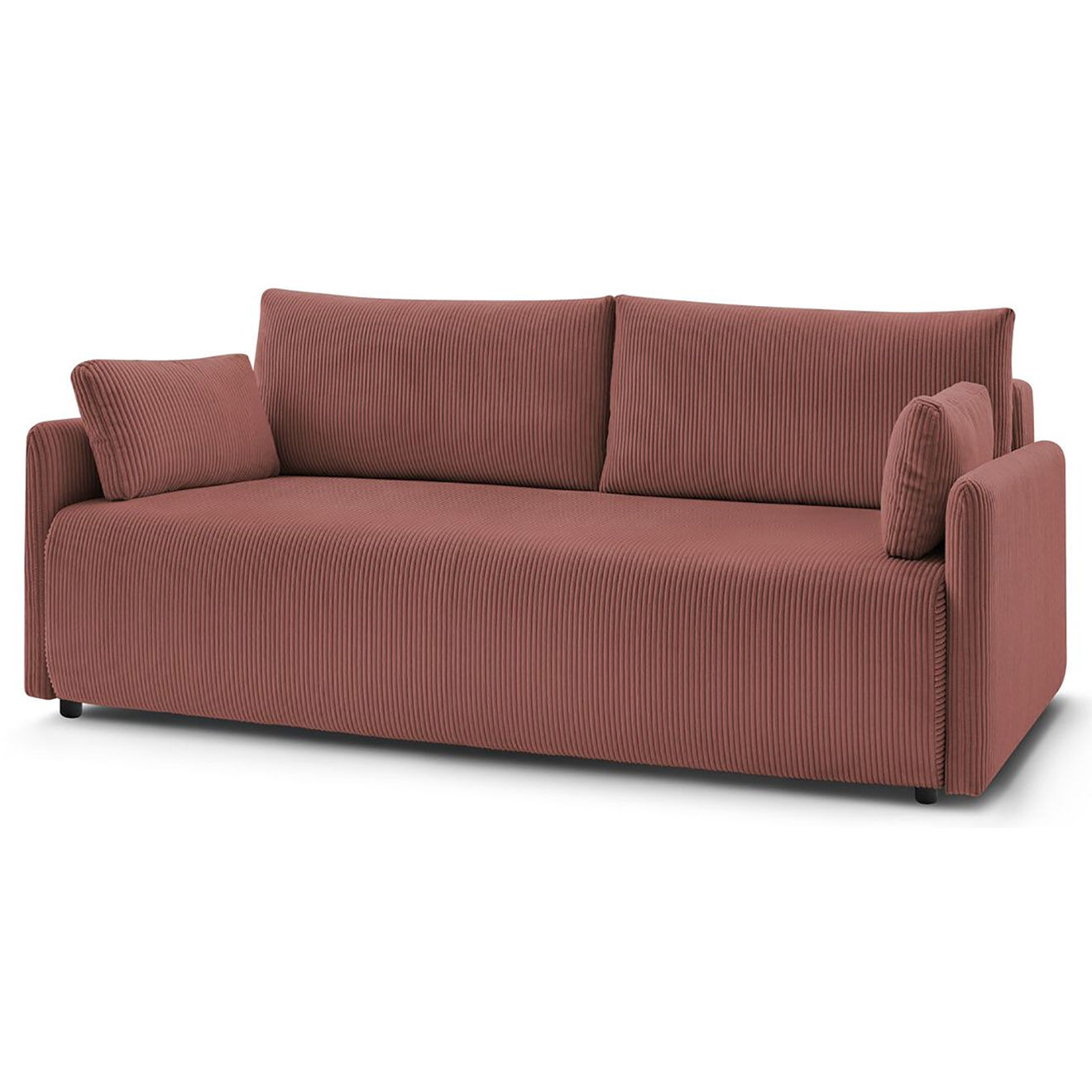 Bobochic Canapé convertible coffre marcel velours côtelé rose  - 211x100x86 cm